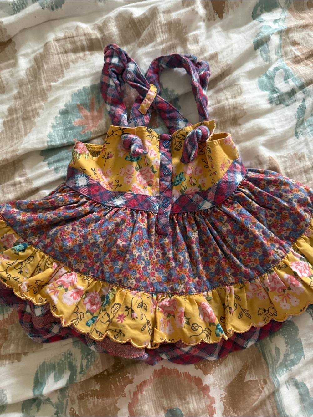 Matilda Jane Yellow Pink Blue Floral Ruffle Dress
